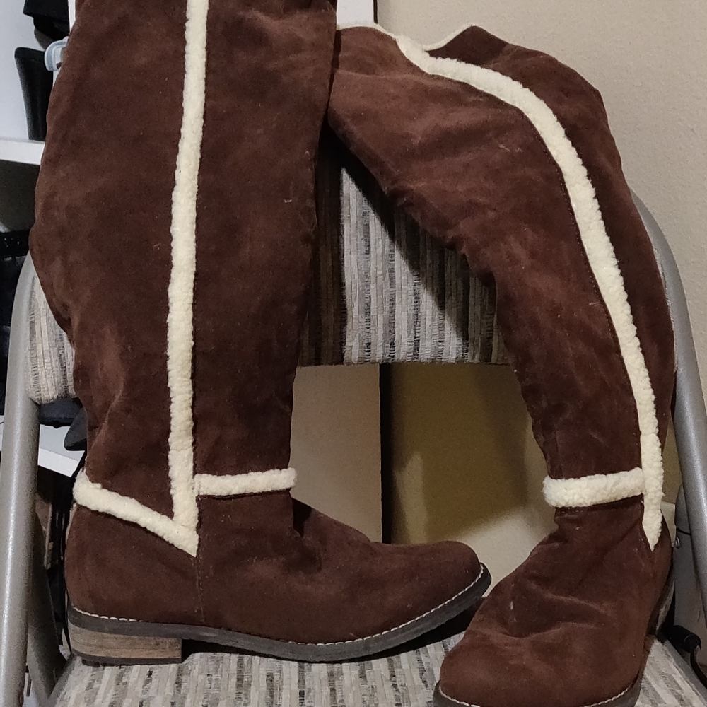 Brown knee high boots